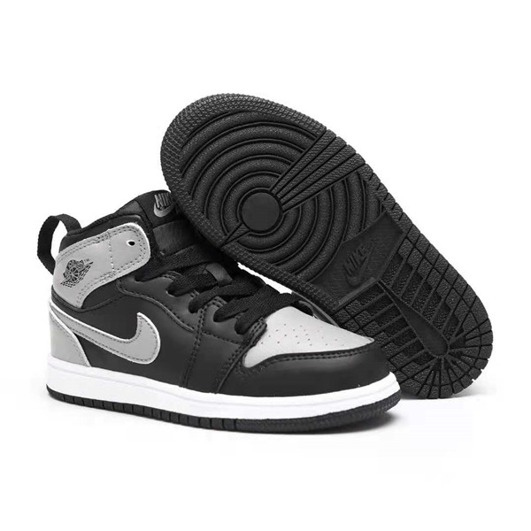 Youth Running Weapon Air Jordan 1 Grey/Black Shoes 0038